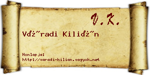 Váradi Kilián névjegykártya